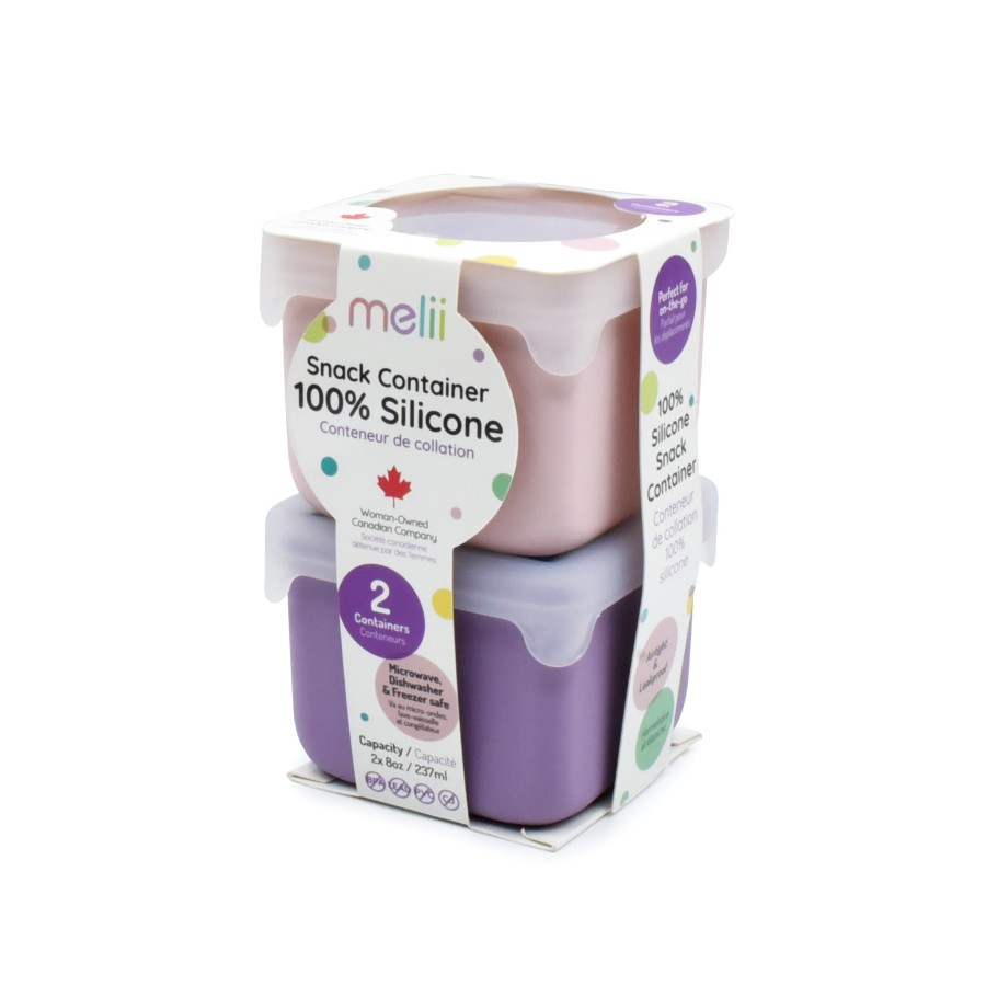 Melii Παιδικό Δοχείο Σιλικόνης για Σνακ Pink/Purple 236ml 2τμχ.