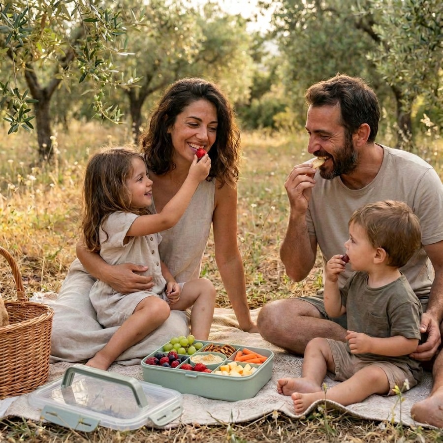 Melii Ορθογώνιο Snackle Box 9L με Χωρίσματα Sage – Δοχείο Σνακ & Τροφίμων BPA Free