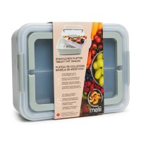 Melii Ορθογώνιο Snackle Box 9L με Χωρίσματα Sage – Δοχείο Σνακ & Τροφίμων BPA Free
