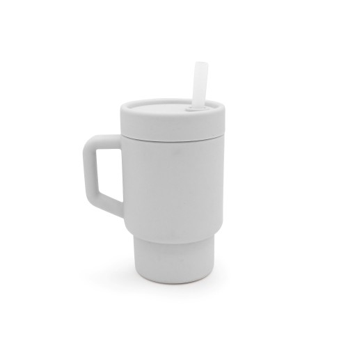 Melii Παιδικό Ποτήρι Σιλικόνης με Καλαμάκι Tumbler Γκρι