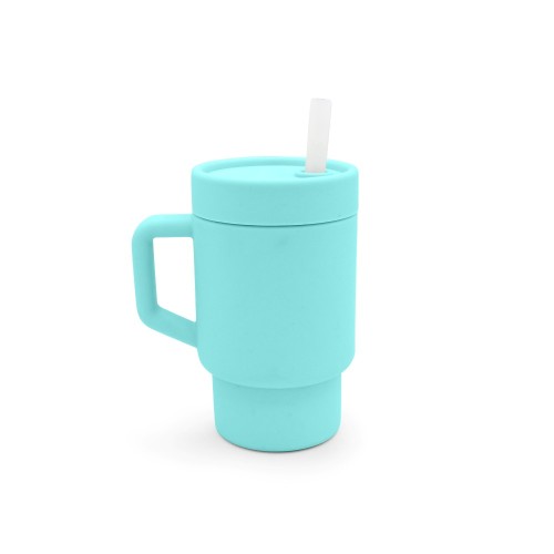 Melii Παιδικό Ποτήρι Σιλικόνης με Καλαμάκι Tumbler Μπλε Τιρκουάζ