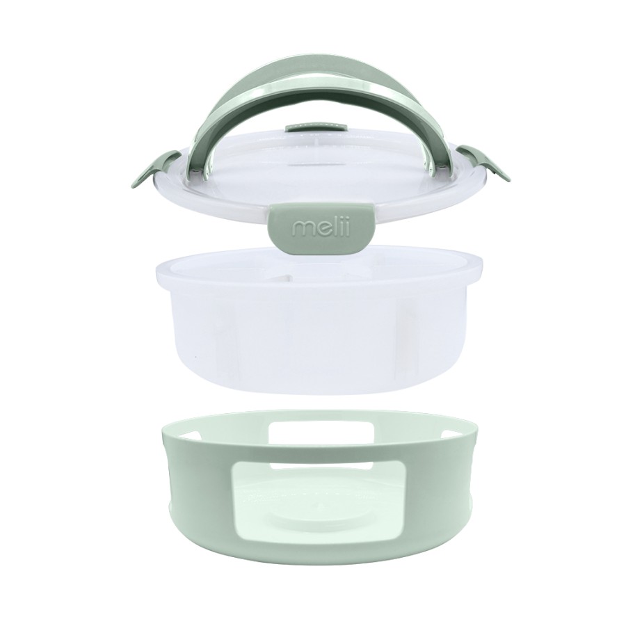 Melii Στρογγυλό Snackle Box 5L με 8 Χωρίσματα Sage – Δοχείο Σνακ & Φαγητού BPA Free