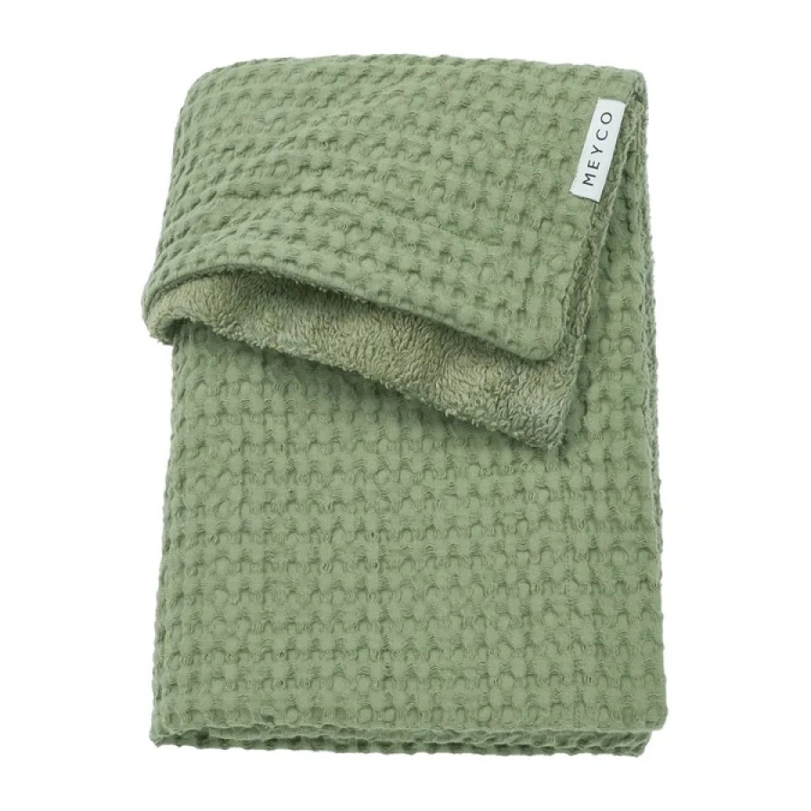 Βρεφική Κουβέρτα Meyco Waffle Teddy Olive Green 100x150εκ.