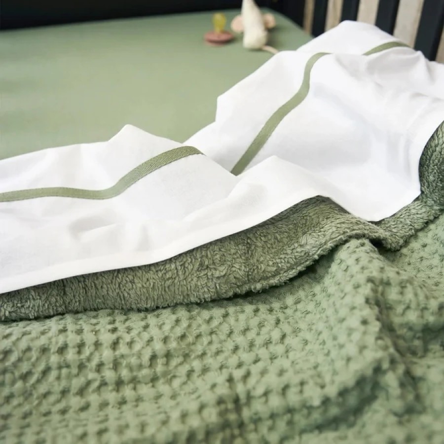 Βρεφική Κουβέρτα Meyco Waffle Teddy Olive Green 100x150εκ.
