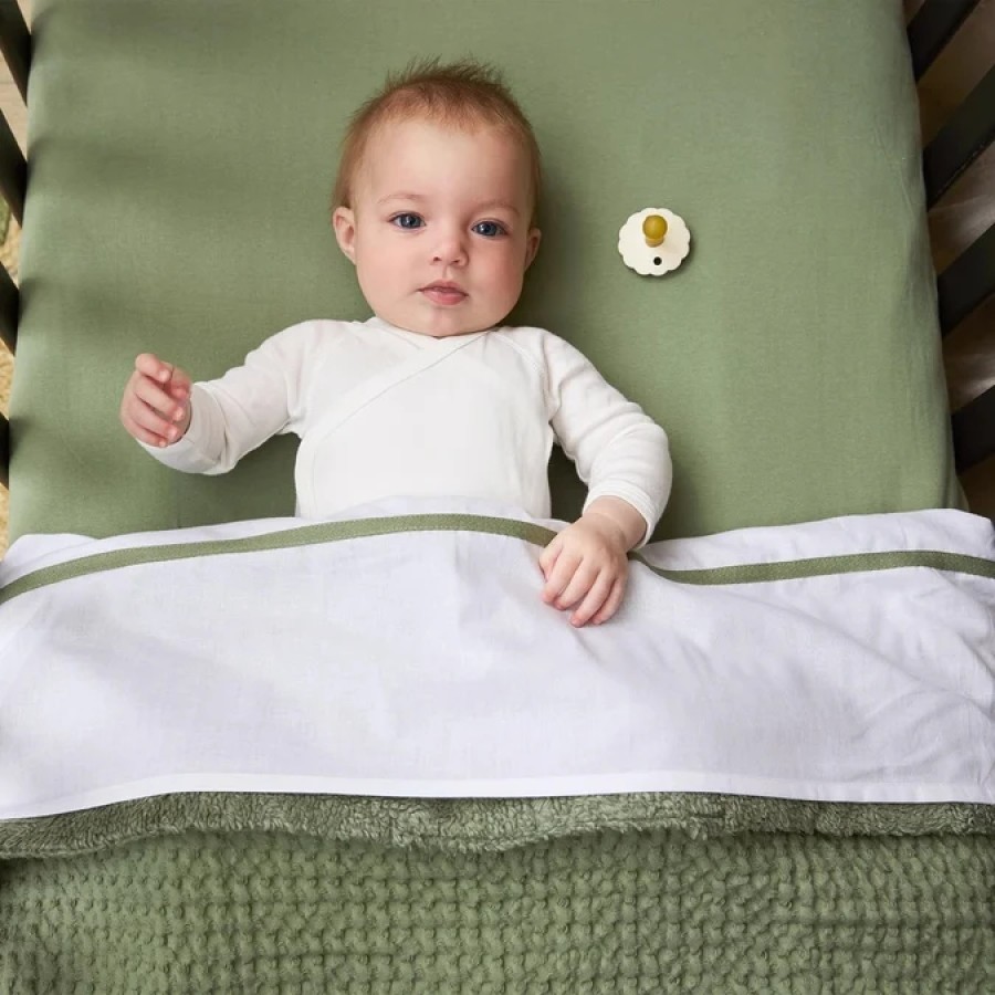 Βρεφική Κουβέρτα Meyco Waffle Teddy Olive Green 100x150εκ.