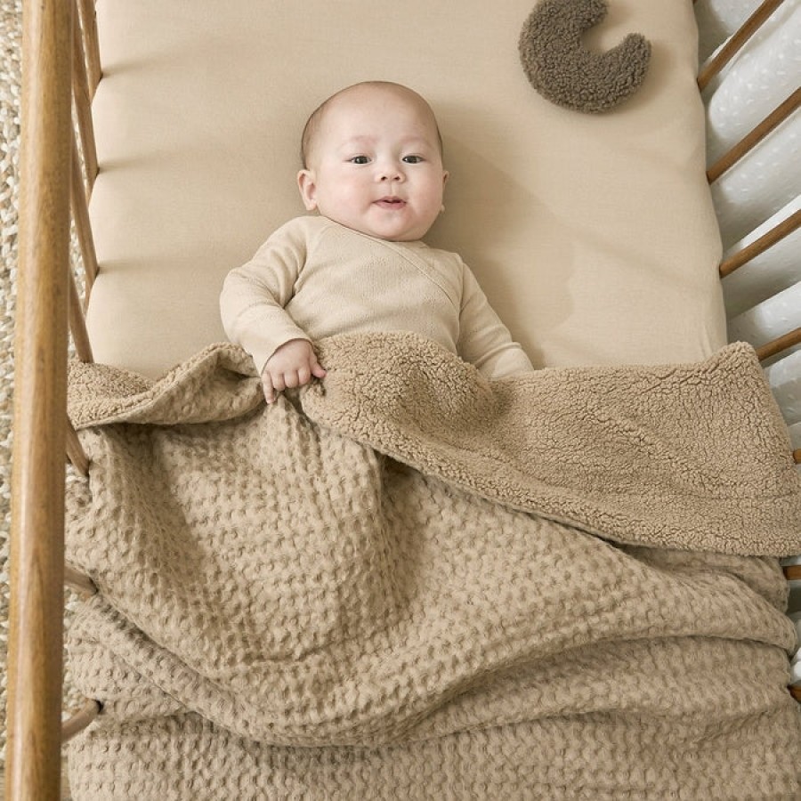 Βρεφική Κουβέρτα Meyco Waffle Teddy Taupe 100x150εκ.