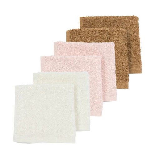 Πετσετάκια Λαβέτες Meyco Πακέτο των 6 Offwhite/Soft Pink/Toffee 30x30εκ.