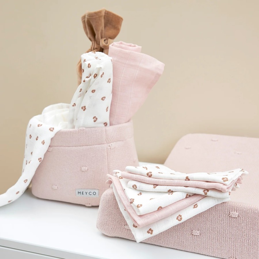 Meyco Σετ 3 Απορροφητικές Λαβέτες/Μουσελίνες Mini Panther Soft Pink 30x30εκ.
