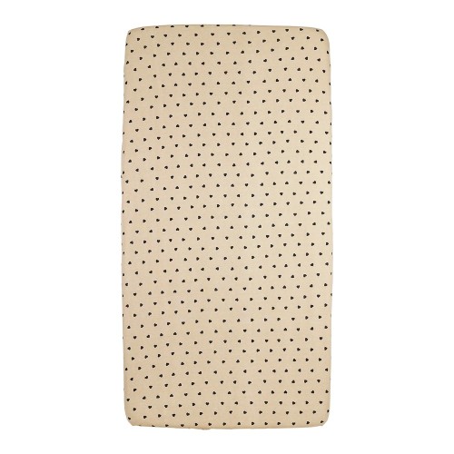 Meyco Βρεφικό Σεντόνι με Λάστιχο Jersey Sweet Heart Soft Sand/Black 70x140/150εκ.
