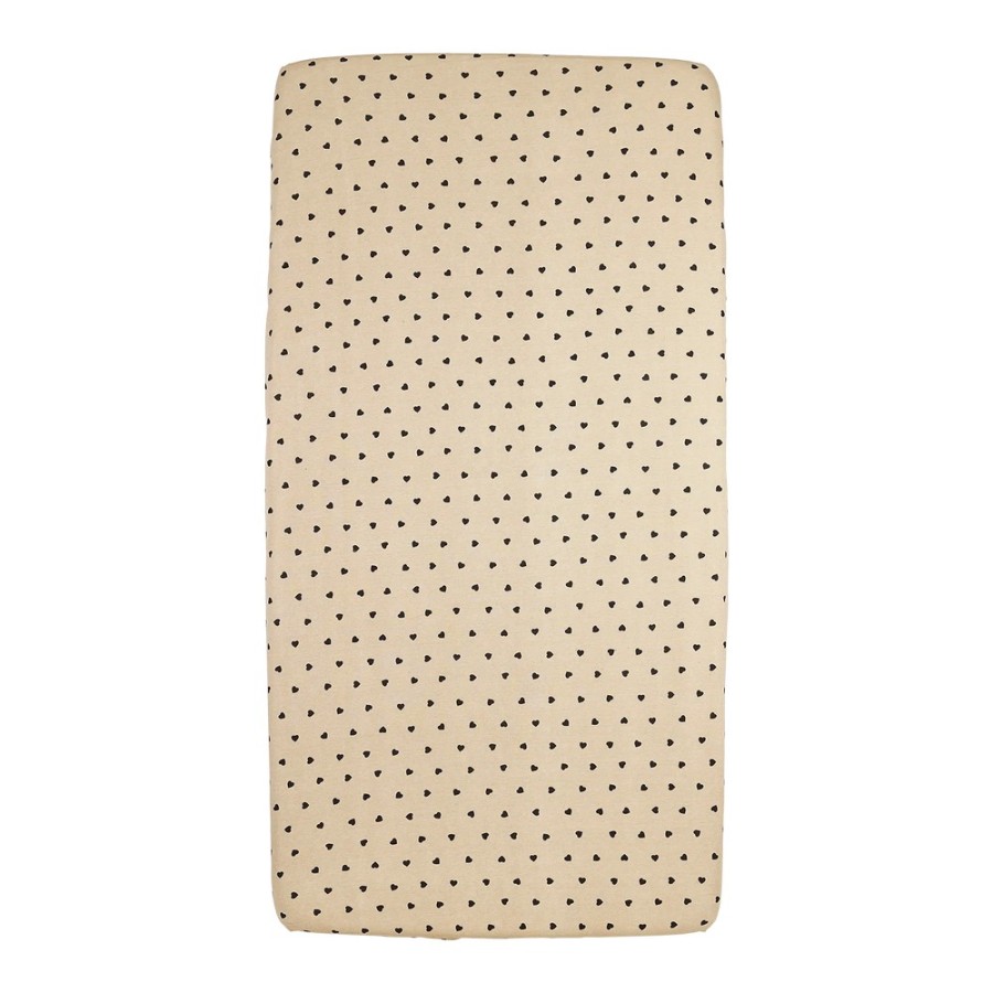 Meyco Βρεφικό Σεντόνι με Λάστιχο Jersey Sweet Heart Soft Sand/Black 70x140/150εκ.