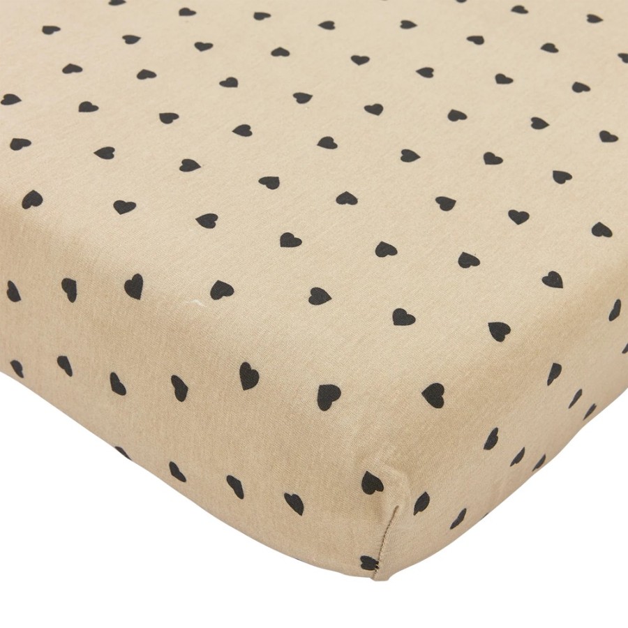 Meyco Βρεφικό Σεντόνι με Λάστιχο Jersey Sweet Heart Soft Sand/Black 70x140/150εκ.