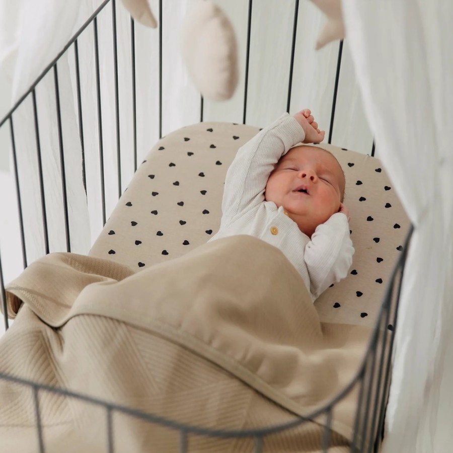 Meyco Βρεφικό Σεντόνι με Λάστιχο Jersey Sweet Heart Soft Sand/Black 70x140/150εκ.