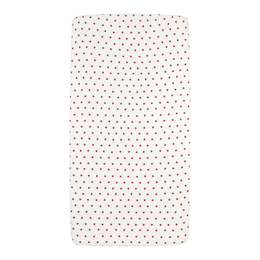 Meyco Βρεφικό Σεντόνι με Λάστιχο Jersey Sweet Heart White/Red 70x140/150εκ.