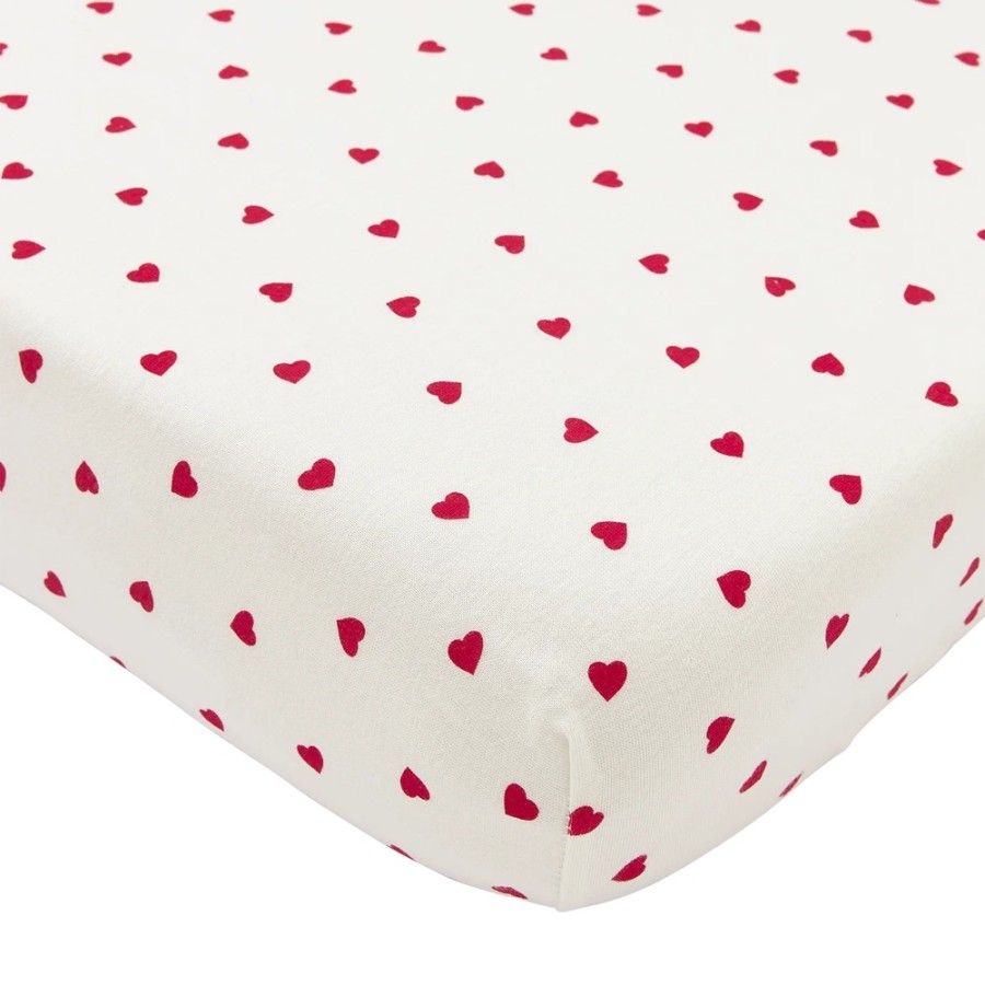 Meyco Βρεφικό Σεντόνι με Λάστιχο Jersey Sweet Heart White/Red 70x140/150εκ.