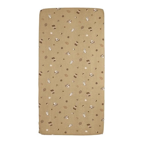 Meyco Βρεφικό Σεντόνι με Λάστιχο Jersey Forest Animals Sand 70x140/150εκ.