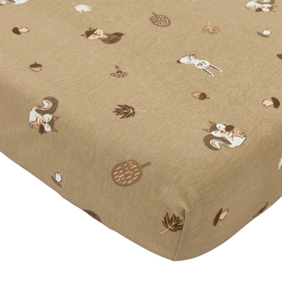 Meyco Βρεφικό Σεντόνι με Λάστιχο Jersey Forest Animals Sand 70x140/150εκ.