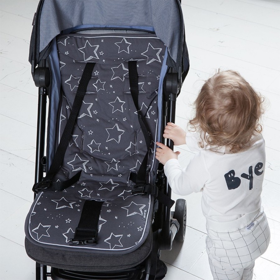 Βαμβακερό Κάλυμμα Καροτσιού Διπλής Όψης Minene Stars Light Charcoal