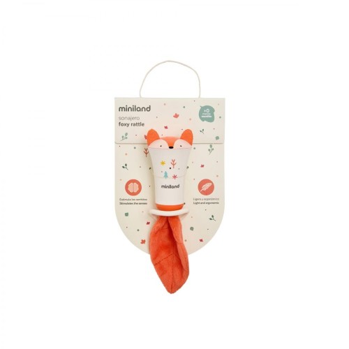 Miniland Foxy Rattle Μουσική Κουδουνίστρα Μωρού με Μασητικό Οδοντοφυΐας
