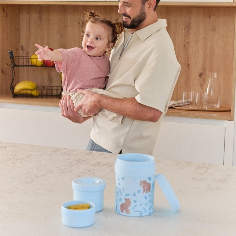 Παιδικό Θερμός Φαγητού 700ml Με 2 Δοχεία (200ml & 350ml) Miniland Thermetic Bear