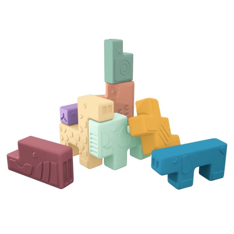 Miniland Μαλακά Τουβλάκια με Ζωάκια Rubber Animal Blocks