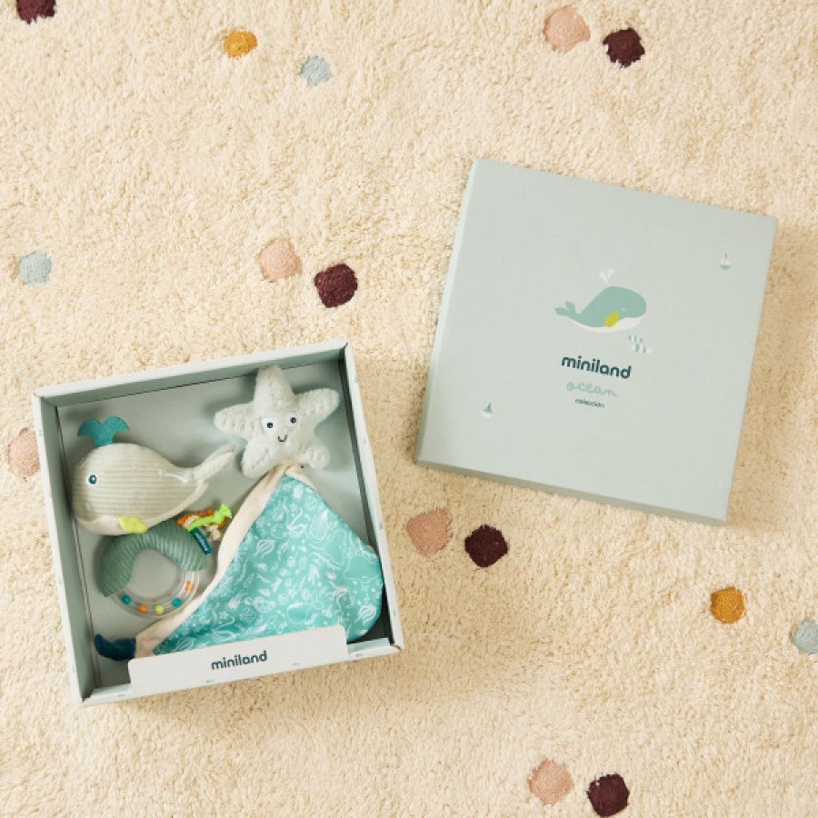 Miniland Ocean Gift Pack Σετ Δώρου Νεογέννητου με Κουδουνίστρα & Πανάκι Παρηγοριάς | Βρεφικό Δώρο Γέννησης