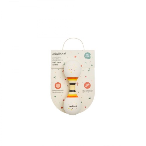 Miniland Soft Duo Rattle Διπλή Μουσική Κουδουνίστρα Μωρού για Αισθητηριακή Ανάπτυξη