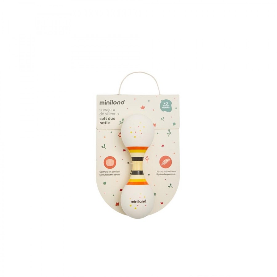 Miniland Soft Duo Rattle Διπλή Μουσική Κουδουνίστρα Μωρού για Αισθητηριακή Ανάπτυξη