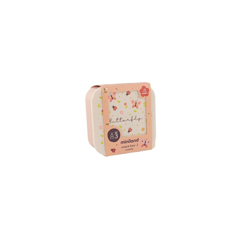 Miniland Παιδικο Σετ Δοχειων Snackbox-3 Butterfly