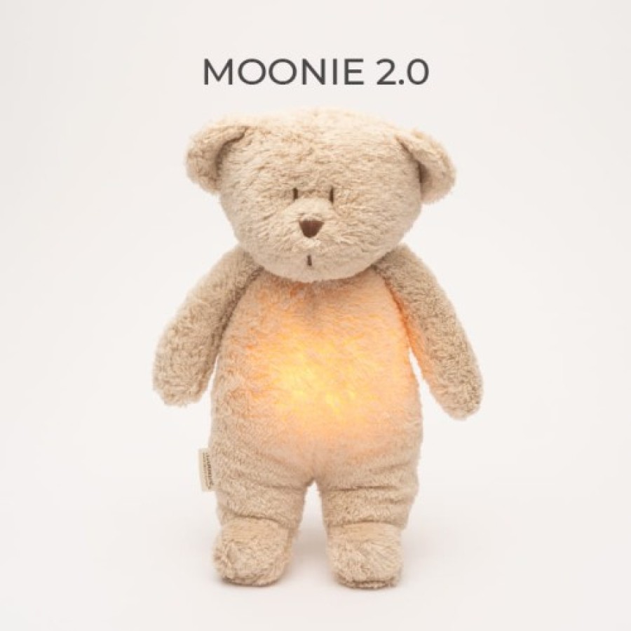 MOONIE 2.0 Αρκουδάκι Επαναφορτιζόμενο Βοήθημα Ύπνου με Αισθητήρα Κλάματος από Οργανικό Βαμβάκι Sand
