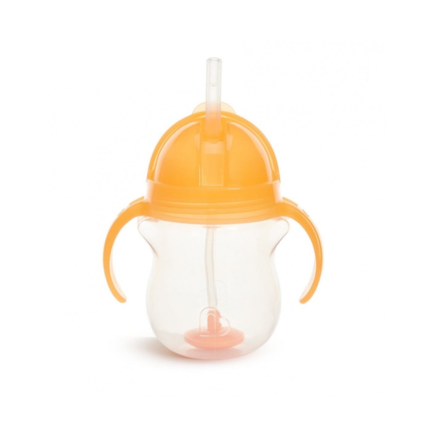 Munchkin Εκπαιδευτικό Ποτήρι με Καλαμάκι Tip & Sip Cup 207ml Orange Pastel