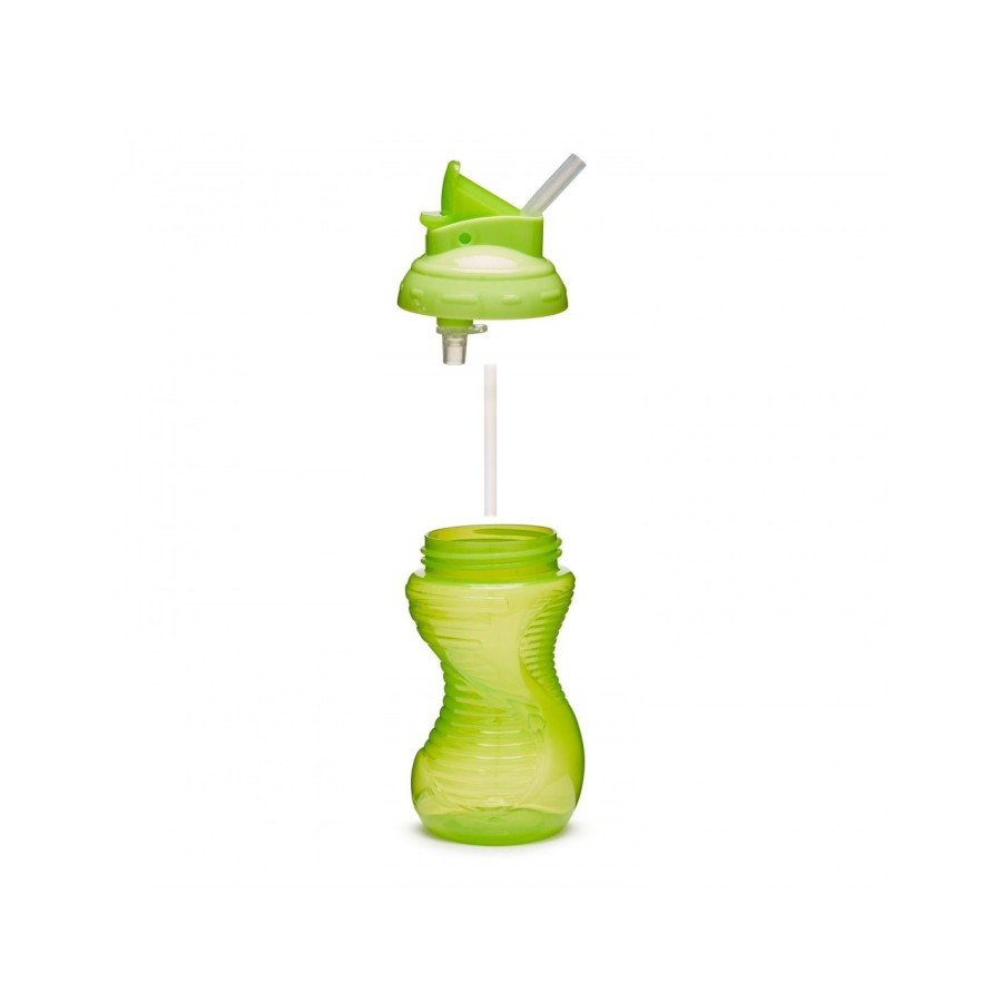Munchkin Mighty Grip Flip Straw Ποτηράκι με Καλαμάκι 300ml Πράσινο