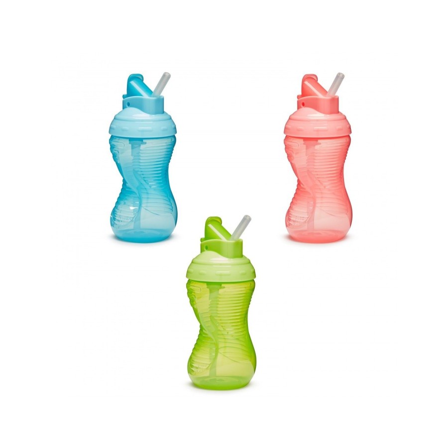 Munchkin Mighty Grip Flip Straw Ποτηράκι με Καλαμάκι 300ml Πράσινο