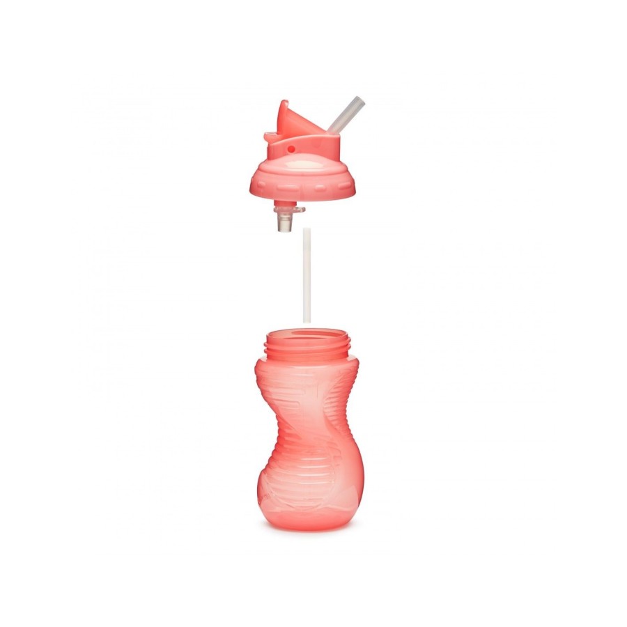 Munchkin Mighty Grip Flip Straw Ποτηράκι με Καλαμάκι 300ml Ροζ