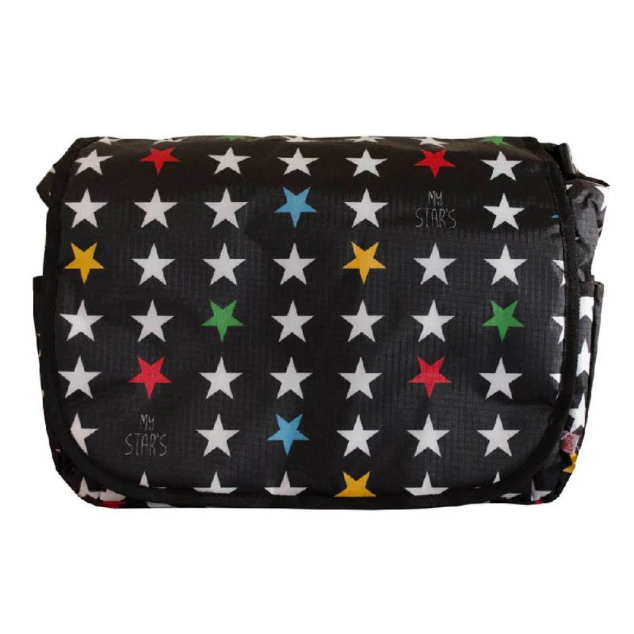 My Bag's Τσάντα Αλλαξιέρα Stars Black 38x30x16εκ.