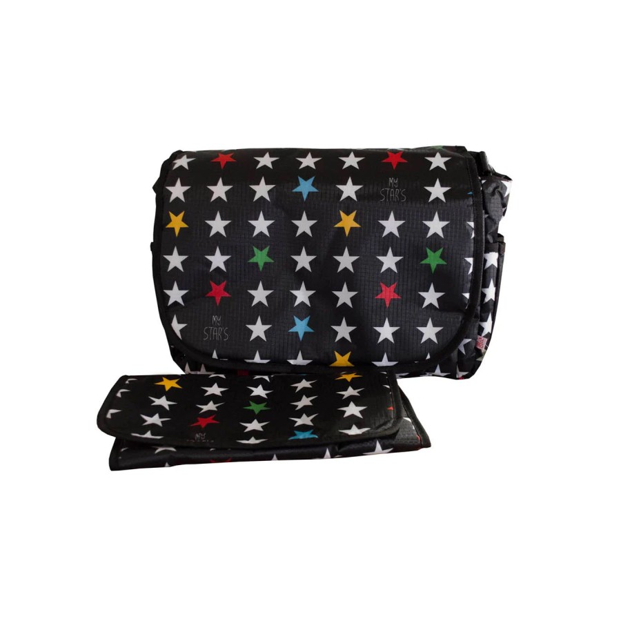 My Bag's Τσάντα Αλλαξιέρα Stars Black 38x30x16εκ.