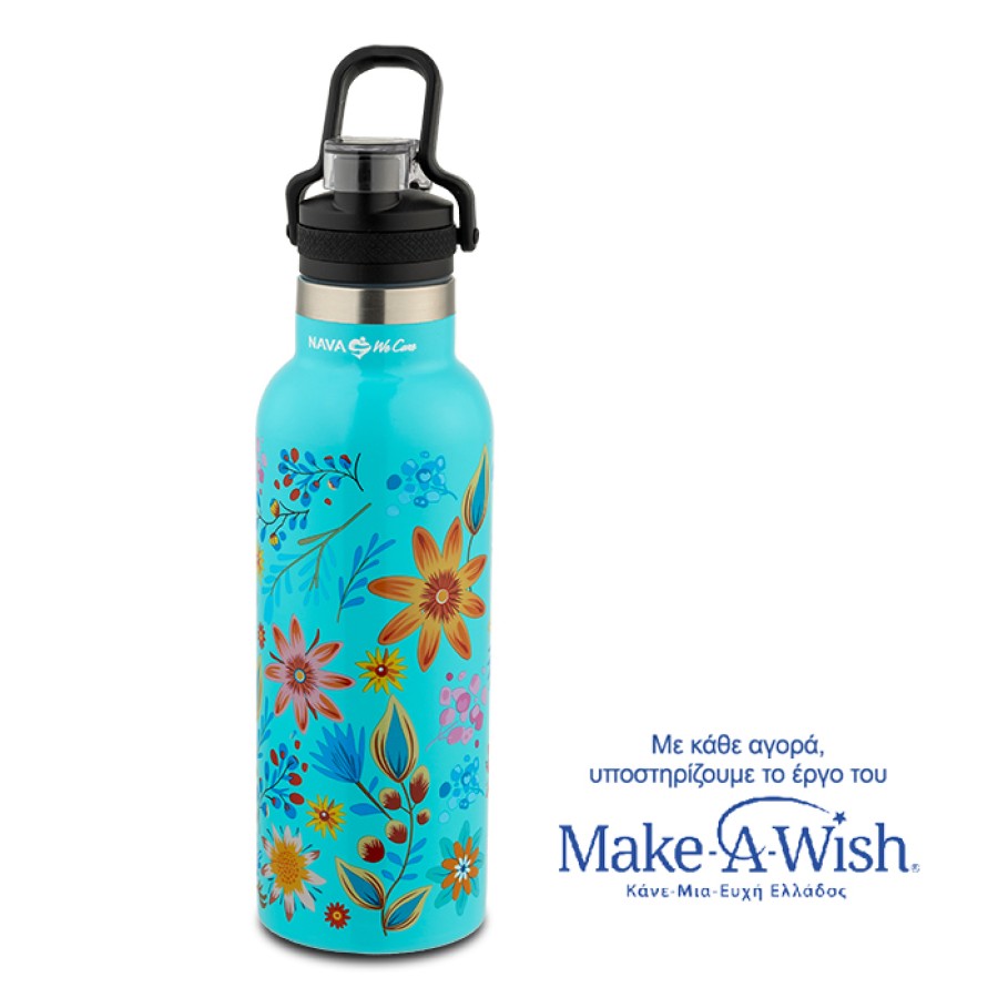 Nava Ανοξείδωτο Μπουκάλι Θερμός We Care Τιρκουάζ 500ml 10-016-022