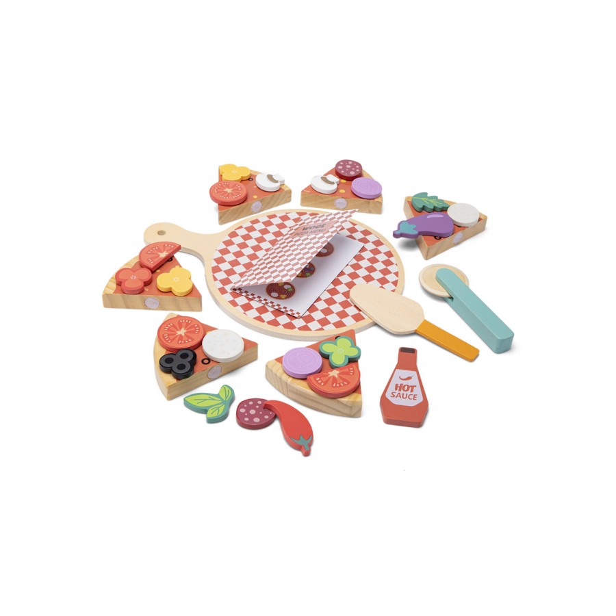 New Classic Toys Παιδικό Ξύλινο Σετ Pizza Play με Αξεσουάρ