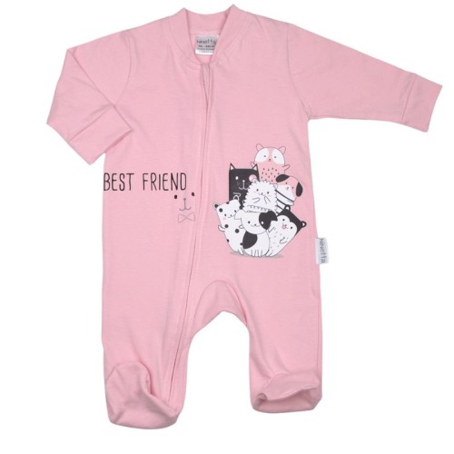 Ninetta Bebe Βαμβακερό Φορμάκι Μακό με Φερμουάρ Ροζ Best Friend