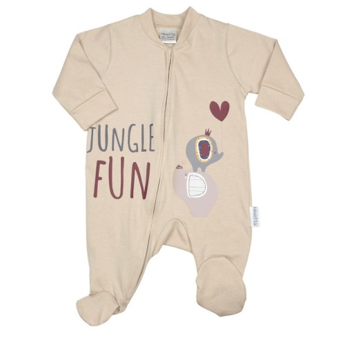 Ninetta Bebe Βαμβακερό Φορμάκι Μακό με Φερμουάρ Μπεζ Jungle Fun