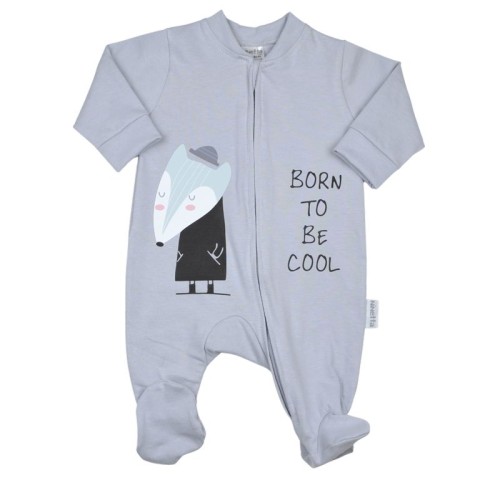 Ninetta Bebe Βαμβακερό Φορμάκι Μακό με Φερμουάρ Γκρι Born To Be Cool