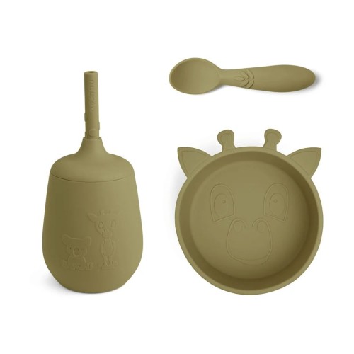 Nuuroo Blue Παιδικό Σετ Φαγητού Σιλικόνης 3τμχ. Olive Green