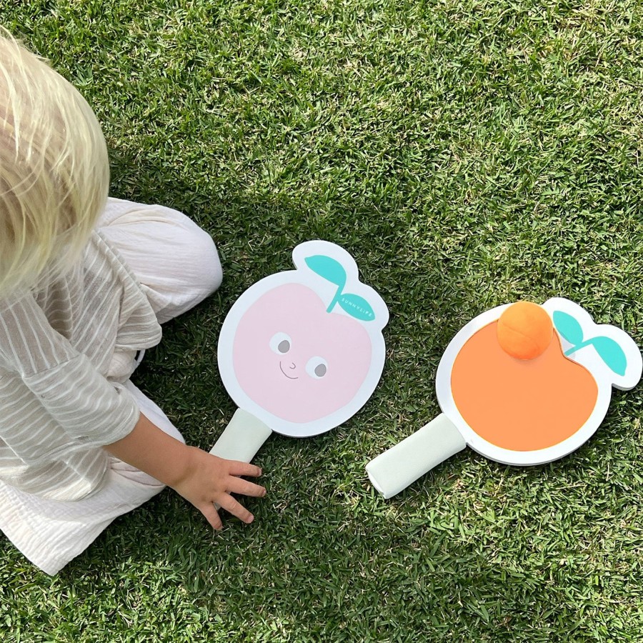 Παιδικές Ρακέτες Παραλίας Velcro με 2 Μπαλάκια SunnyLife Poppy The Peach