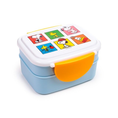 Παιδικό Δοχείο Φαγητού Bento Peanuts Snoopy & Woodstock με Μαχαιροπίρουνα Puckator