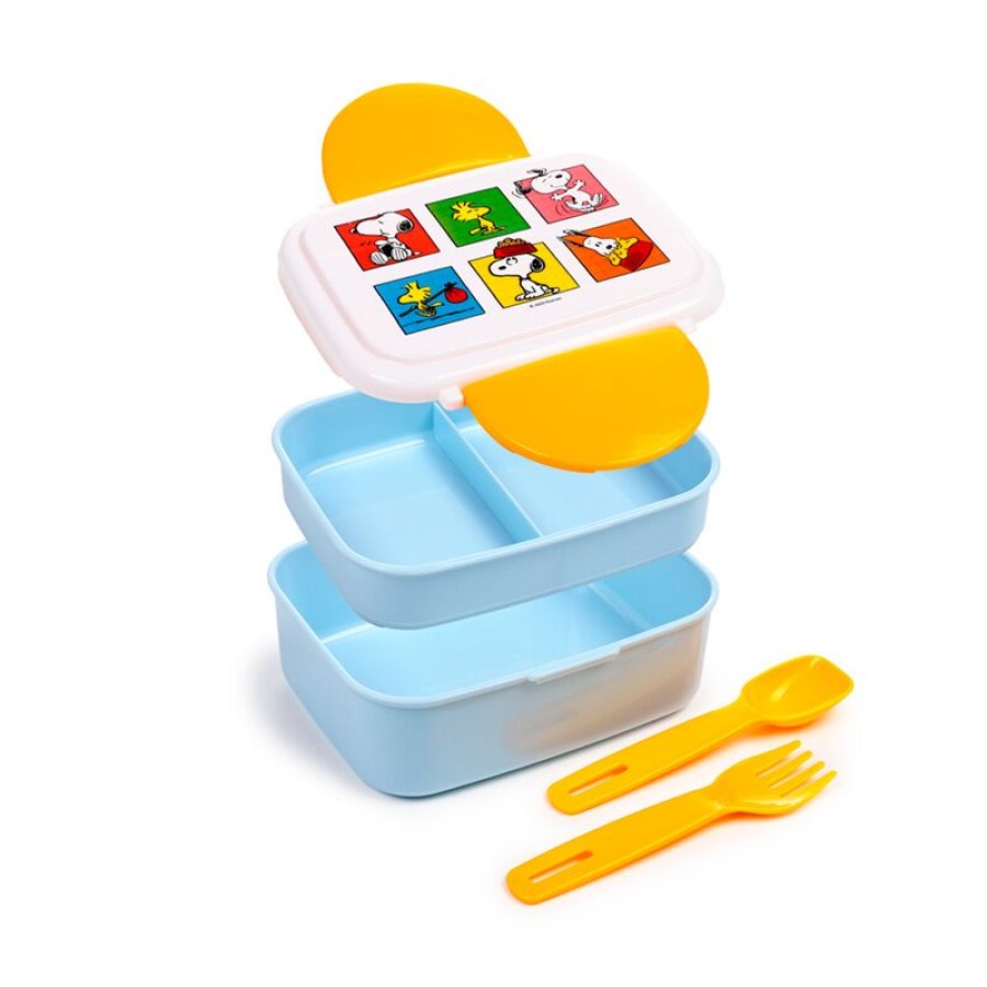 Παιδικό Δοχείο Φαγητού Bento Peanuts Snoopy & Woodstock με Μαχαιροπίρουνα Puckator