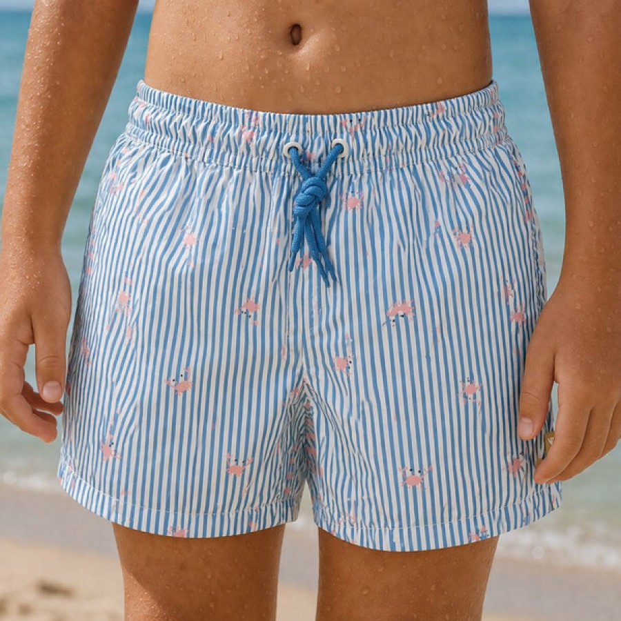 Παιδικό Μαγιό Βερμούδα με Προστασία UV50 Fresk Stripes & Crabs