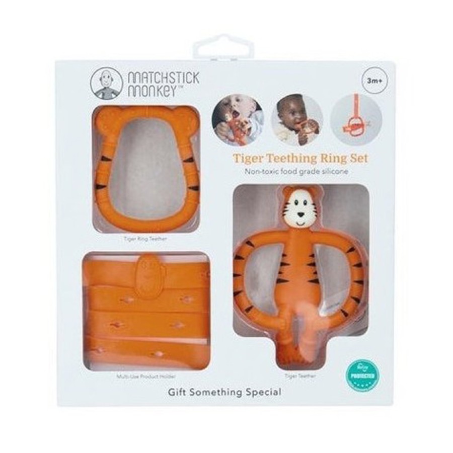 Βρεφικό Σετ Μασητικών Matchstick Monkey Teething Starter Set Tiger Πορτοκαλί