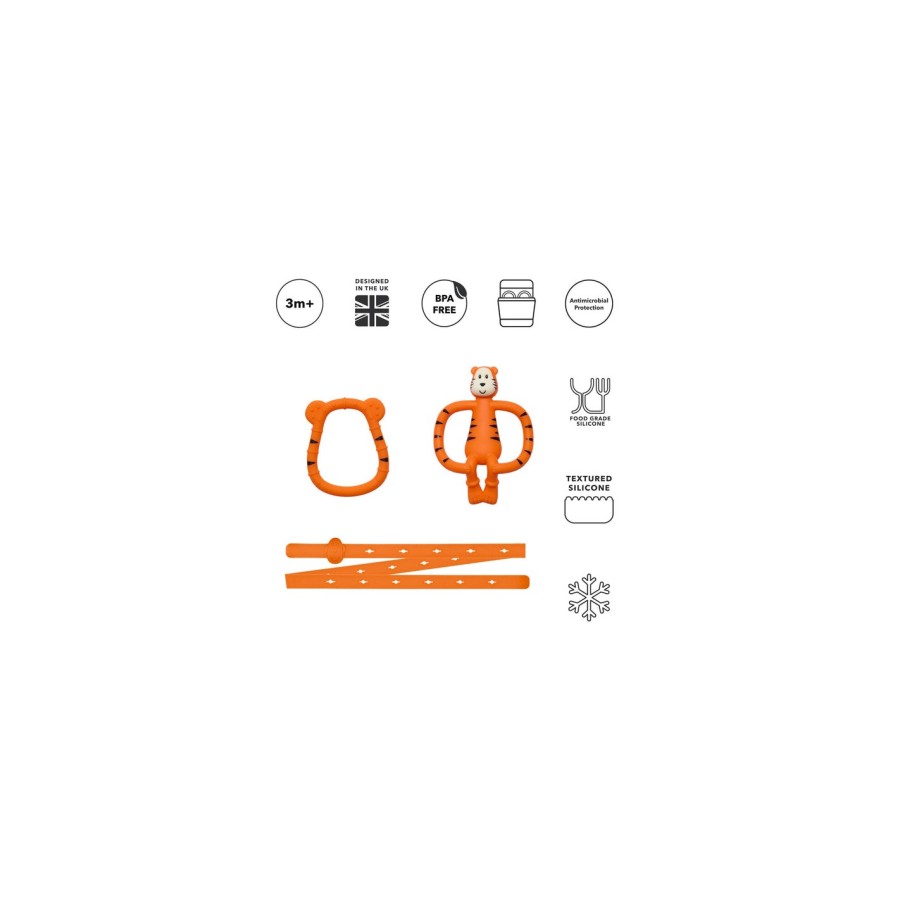 Βρεφικό Σετ Μασητικών Matchstick Monkey Teething Starter Set Tiger Πορτοκαλί