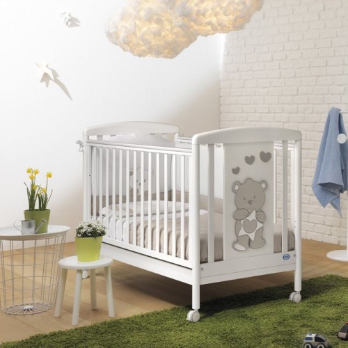 PALI Βρεφικό Κρεβατάκι Love White για Στρώμα 126x64εκ.