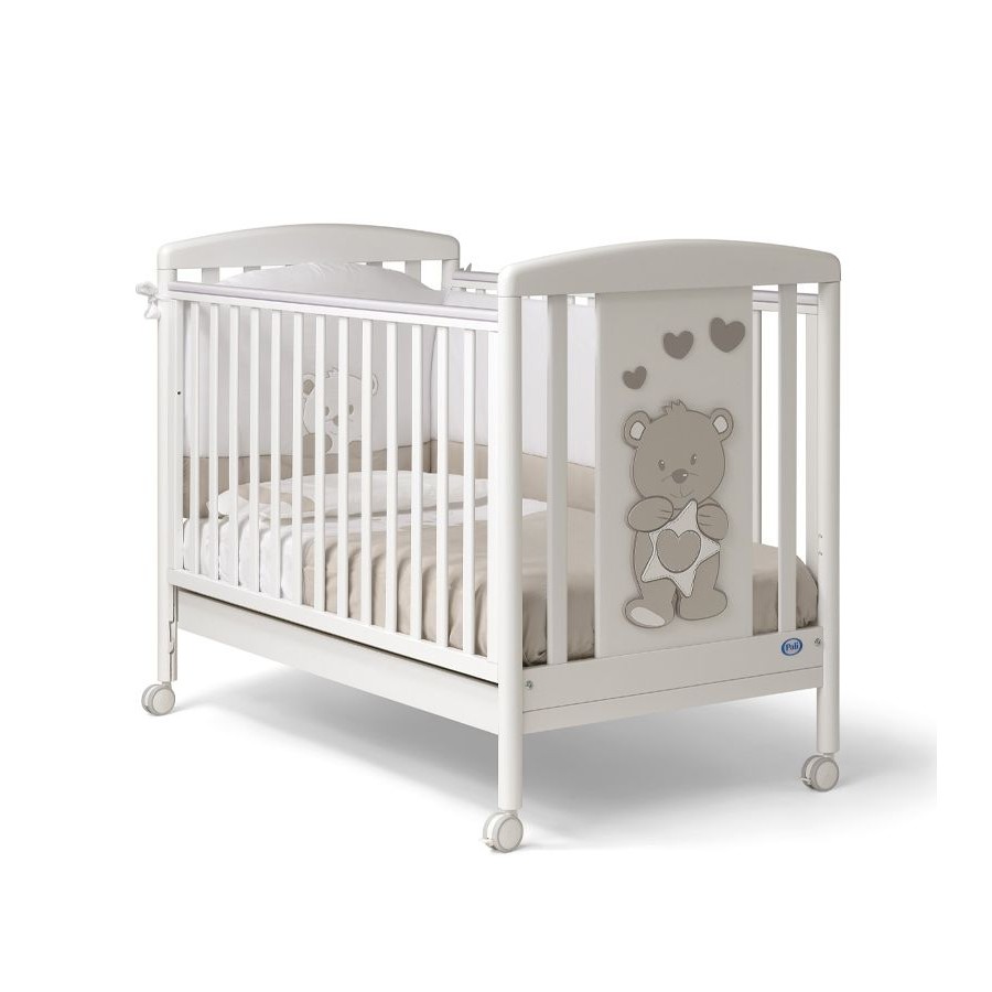 PALI Βρεφικό Κρεβατάκι Love White για Στρώμα 126x64εκ.