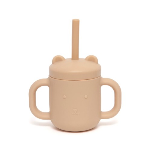 Petit Monkey Ποτηράκι Σιλικόνης με Καλαμάκι Honey Peach 175ml